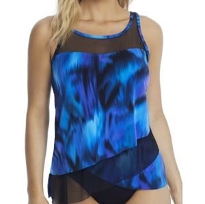 Miraclesuit Blue and Black Swim Tankini EUC